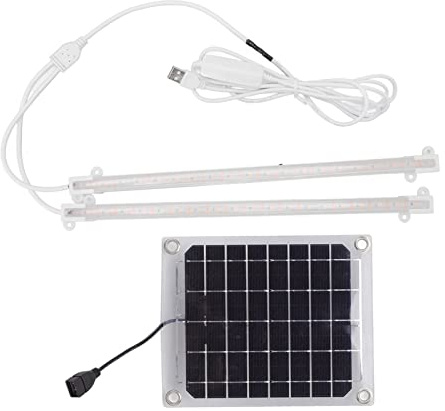 OPPWONG Solar-Wachstumslichter für Gewächshäuser, Vollspektrum-Wachstums-LED-Lampe, Wachstumslichter für den Außenbereich, Solarleuchten für den Innenbereich, Solar-Pf (20W)