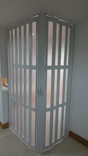 WLCGYD Porta Scorrevole Box Doccia Scorrevole ad Angolo, Pannello Porta Doccia in Vetro Pieghevole in PVC a 2 Ante, Porte a Soffietto Interne(95x95x211cm)