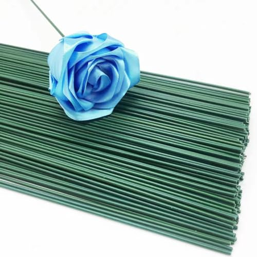 50 Pieces Floral Wire Stems, 2 mm Green Florist Wire, 40 cm Bouquet Stems Craft Supplies for Handmade DIY Flower Arrangements, Floristry, Wreath Garland Making