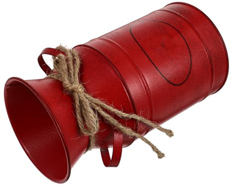 Vaso Fioriera a Forma di Lattiera Vintage in Ferro Rosso