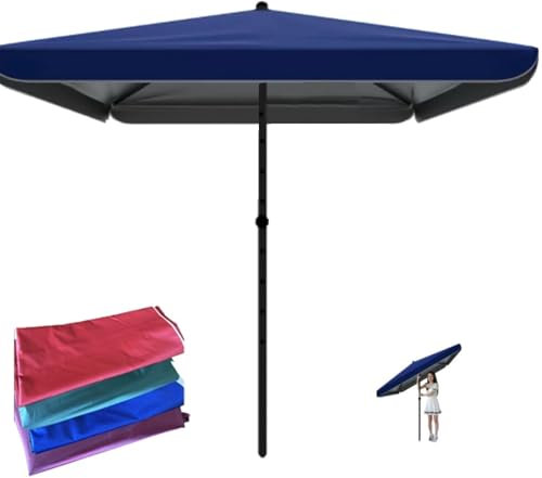 Grand parasol de jardin rectangulaire, parasol de marché réglable en hauteur avec bouton-poussoir d'inclinaison, pare-soleil extérieur, vert foncé, 2,5 x 2,5 m pour patio, terrasse et plage