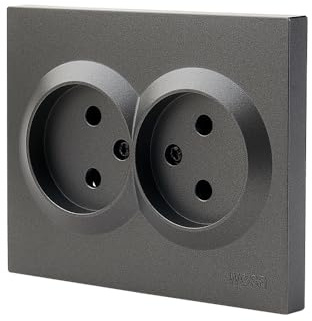 Doppia presa a muro da incasso, non territorio, 250 V 16 A, design quadrato grigio antracite, per casa e ufficio