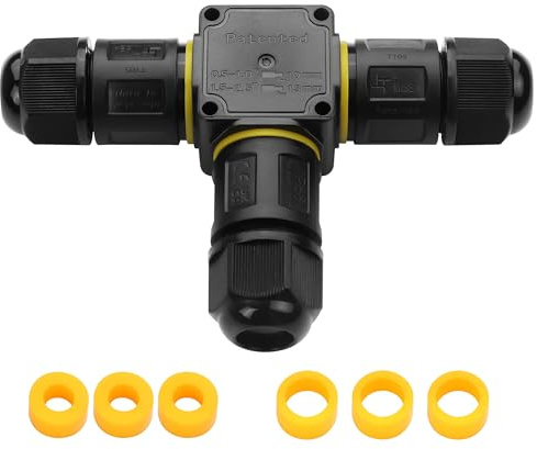 YACSEJAO 3 Pin Outdoor Junction Box 2/3/4 Way IP68 Waterproof Extension Electrical Cable Connector，AC 450V/24A M20 Wire Range(4-8mm or 6-11mm) Snap-on Wire Connector (3 Pin & 3 Way)