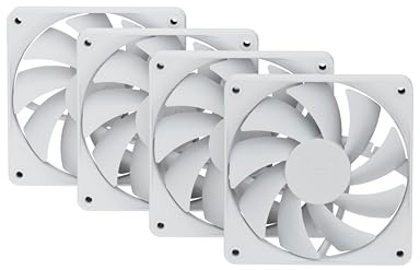 Hyte Flow FA12 Lot de 4 ventilateurs de boîtier PC de 120 mm, haute performance, faible bruit, 1500 tr/min, PWM à 4 broches, roulement dynamique fluide, blanc neige