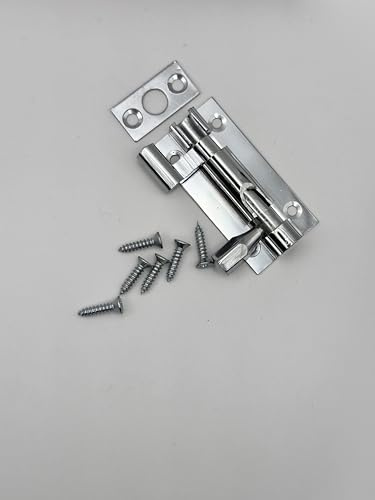 Chrome Slide Bolt Door Lock – Cranked/Straight Neck, Heavy-Duty Tower Bolt with Screws – Shed, Bathroom, Bedroom, Gate, Cupboard Lock – Pack of 1 38mm,40mm,75mm,102mm (25x50mm Necked Bolt-Chrome)