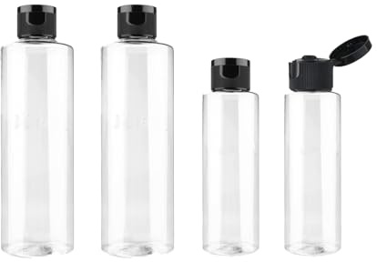 OYUUJII 4 Pcs Travel Bottles for Toiletries,100ML+250 ML Refillable Plastic Empty Squeeze Bottles Flip Cap Travel Size Toiletry Container Dispensing Toiletry Bottle for Liquid Lotion Toiletries