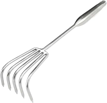 LOVIVER Rastrillo de Mano para jardín, Herramienta de excavación portátil, pequeña Herramienta de jardinería para rastrillar Hojas, deshierbar al Aire Libre y, Cinco Dientes