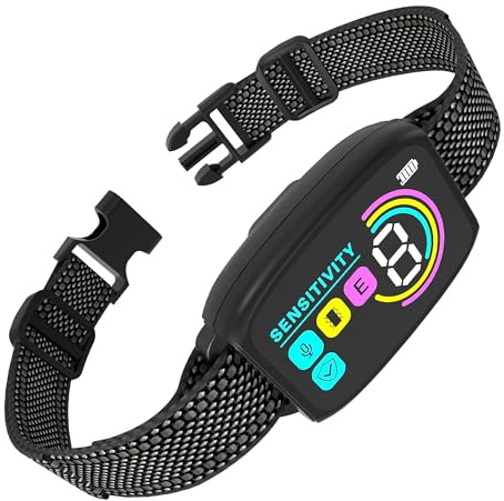 Meloive Collier Anti Aboiement Chien, 8 Niveau d'intensité | Détection Intelligente des Aboiements, 4 Modes Vibration/Choc Statique/Son, Rechargeable pour Gros Petit Chiens