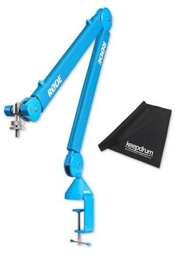 Rode PSA1+ Plus Table Microphone Articulated Arm Blue with Keepdrum Microfibre Cloth