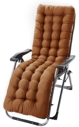 Cuscino spesso antiscivolo per sedia a sdraio da giardino, con lacci, confortevole, imbottitura extra pesante, marrone, 48 x 170 x 8 cm