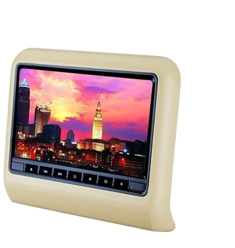 9 Zoll Autositzlehne Kopfstütze LCD-Display Mp3/mp4 Multimedia-Player Gaming FM-Transmitter Fernbedienung DVD-Player-Monitor(AV*1+DVD*1 Beige)