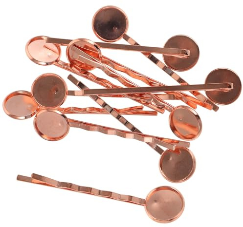 CORHAD 20 Stück Selbstgemacht Haarspangen Rohlinge Rund mit Lünette Langlebige Haarspangenfassung in Roségold Bastelzubehör für Haarschmuck