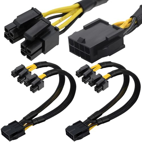 HAAMNING7 CPU 8Pin(4+4) Power Splitter, 8 Pin Female to Dual EPS 2 x 8 Pin(4 + 4) Male Power Suply Splitter Sleeved Cable for Motherboard Power Adapter (Not for GPU PCIE) (2 Pack, 22cm/9)