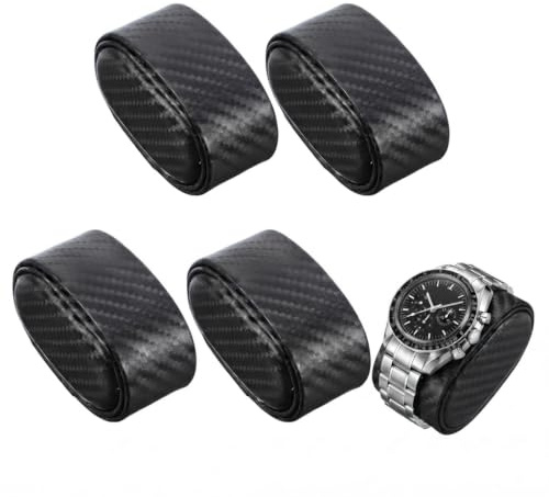 SUPVOX Lot de 5 Coussins de Montre PU Carbone Noir pour Remontoir | Surface en PU texture fibre de carbone noire. Protège les bracelets contre les rayures dans les remontoirs automatiques