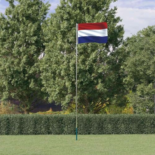 QUAHEAS Bandiera olandese con asta telescopica in alluminio, 5,5 m, resistente alle intemperie, con occhielli e anelli, per balcone, terrazza, cortile, feste, uso esterno