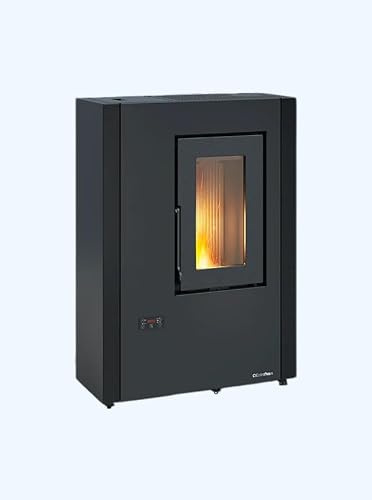 La Nordica Extraflame Luisella 5.0 Maxi Negro – Estufa de pellets hermética Slim ventilada 7 kW, ventilación exclusiva, 201 m³ calentable, clase ambiental 5 estrellas