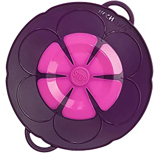 Kochblume das Original, Silikon Überkochschutz für Töpfe und Pfannen, Mikrowellen-Deckel, Spritzschutz und Dampfgar-Aufsatz | (lila, S | Topfgröße 14-18cm)