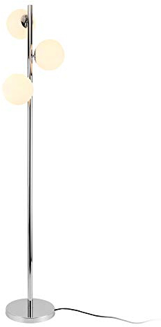 lux.pro Lampada da Terra con 3 Paralumi a Sfera in Vetro Opalino 3X E14 40W Piantana Dritta Alta 154 cm Lampada a Stelo in Metallo