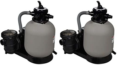 vidaXL 2x Sandfilterpumpe Sandfilteranlage Poolpumpe Filteranlage Filterkessel Wasserfilter Poolfilter Sandfilter für Pool Pumpe 600W 17000L/h