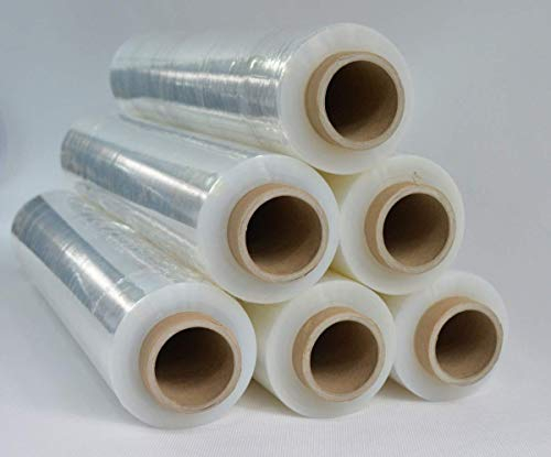 6 Rollen Stretchfolie 23my 500mm 2,5kg Palettenfolie Handfolie Wickelfolie transparent Schrumpffolie wrapping film stretch Plastikfolie Verpackungsfoli (Transparent, 6x)