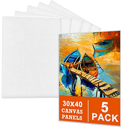 Leinwand zum Bemalen Set (5er Pack) – 30 x 40 cm, Vorgespannte Weiße Künstler Canvas Panel Leinwände - 3mm starkem Malkarton -Geeignet für Acryl und Öl Malerei Sowie zum Skizzieren und Zeichnen