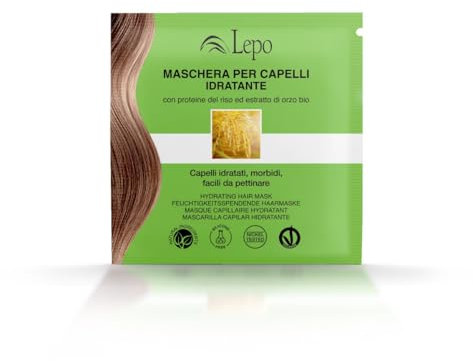 LEPO | Maschera Capelli Idratante 20 ml con Proteine del Riso e Estratto di Orzo Bio,Trattamento Nutriente per Capelli Sani