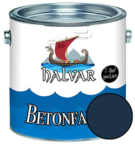 Halvar Betonfarbe/Bodenbeschichtung SEIDENMATT Blau RAL 5000-5024 Fassadenfarbe (1 L, RAL 5011 Stahlblau)