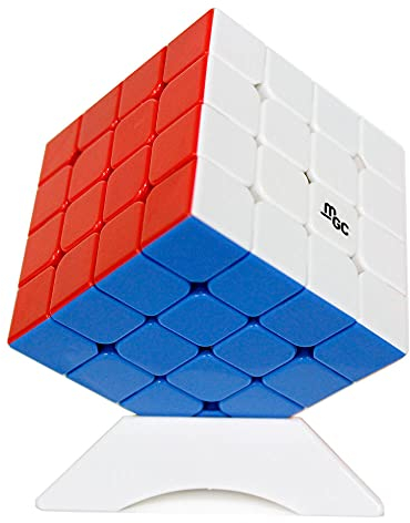 Oostifun Gobus Yongjun MGC Zauberwürfel 4x4x4 M Zauberwürfel Stickerless Puzzle Spielzeug mit Würfelständer