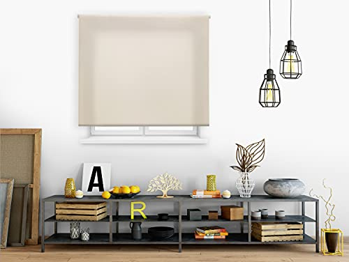 PUR LINE | Estor Enrollable Tamaño 80x175 cm Ancho x Alto Regulación de Luz - Estor Translúcido Tamaño Tela 77x170 cm Color Beige Instalación Pared o Techo