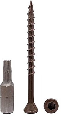 Lot de 200 vis à bois finition anticorrosion marron 4,2 x 55 mm tête fraisée vis à bois tête Torx type 17 vis extérieures (200, 4,2 x 55 mm)