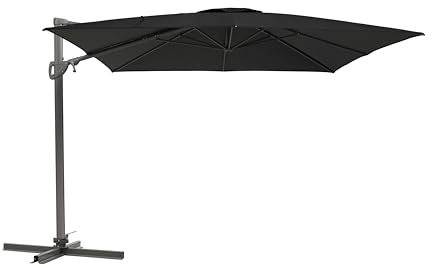 METRO Professional Ampelschirm, Aluminium/Stahl/Polyester, 3x3m, Sonnenschirm mit Kurbelöffnungssystem, 360° Drehung, Belüftung, Wasserabweisend, UV-Schutz, Anthrazit/Grau