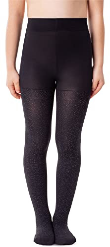NOQ Barn tunna strumpbyxor med vackert tryck flicka mönstrad 40 DEN skola dansceremoni avslappnad, suzi dust nero, 134/140 cm