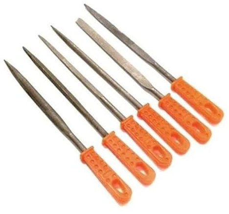 Set da 6 Pezzi, Mini Lime ad ago per Ferro, Legno, Metallo, Lunghezza 5x165mm con Manico Antiscivolo Rivestito, Lima Piatta,Tonda,Triangolare,semitonda, Quadrata