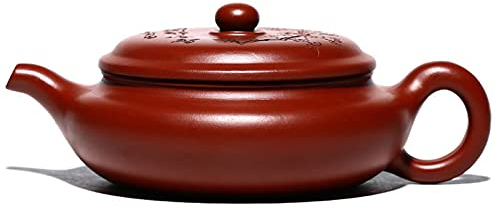 BOSUGE Tetera de Arena púrpura de Mineral Original, Tetera Antigua Plana de Ciruela Hecha a Mano de 165 ml Necesidades diarias Antiguas Tetera Dar Caja de Regalo Tetera silbante para Estufa