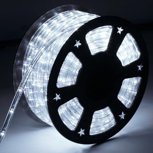 Gimisgu Tubo luminoso per esterni, 20 m, colore bianco freddo, 480 LED, con controller, tubo luminoso per esterni, IP20, impermeabile, per balcone, feste, matrimoni