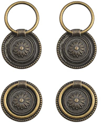 Morobor 4-Pack Antike Bronze Schrank zieht, 1.77'' Durchmesser Vintage Zink Legierung Pull Ring Knöpfe, Single Hole Drop Ring Schublade zieht Griffe für Bar Schränke Badezimmer Schrank Kommoden