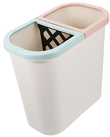 OKUMEYR Double Compartment Trash can Small Dual Bin Kitchen Waste Bin for Dry and Wet Sorting Compact Plastic Rubbish 10 Inch
