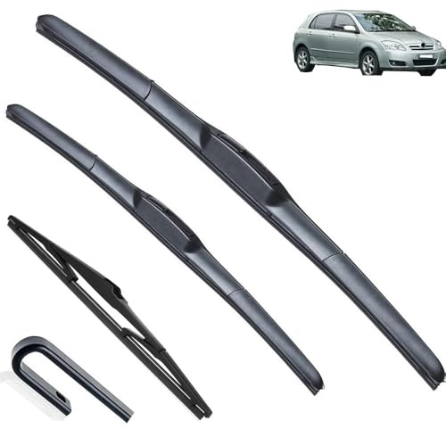 Juego de 3 limpiaparabrisas delanteros y traseros compatible con Toyota Corolla hatchback E12 2001-2006 parabrisas ventana 22 19 14 
