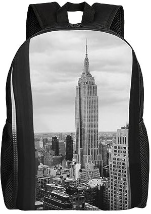 OPSREY New York City Print Laptop Rucksack Tasche Wasserdicht Große Kapazität Casual Reise Daypack Für Männer Frauen, Schwarz , One size