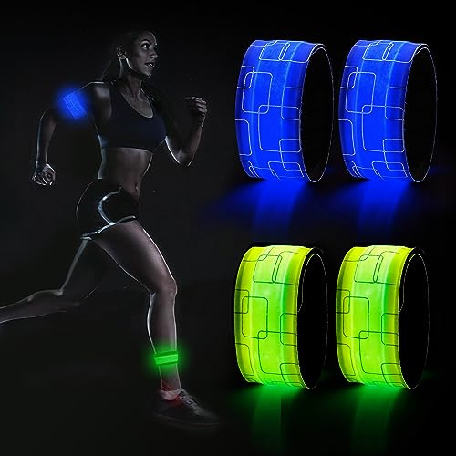 DazSpirit LED Armband, Reflective LED leucht Armbänder Lichtband | Band leuchtarmband Kinder Je nach Variante USB-aufladbar oder batteriebetrieben für Joggen Laufen Hundewandern Outdoor Sports
