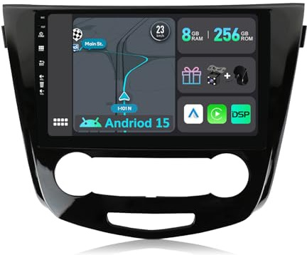 YUNTX 8GB+256GB Android 15 Autoradio para Nissan X-Trail T32 Qashqai (2013-2021) Octa Core Radio de Coche con CarPlay Android Auto Cámara DSP 10.1“ IPS Pantalla táctil Soporte Dab AHD 360 Cámara GPS
