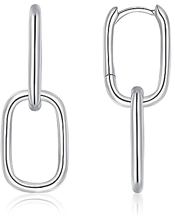 Deyanse Ohrringe Silber 925 Creolen, 925 Sterling Silber Ohrringe Hängend für Damen Frauen Mädchen, Hypoallergen Double Circle Hoop Ohrringe, Minimalistische Doppelter Kreis/Ovale Ohrringe kreolen