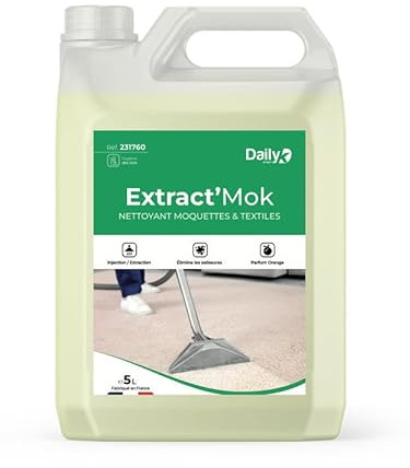 DAILY K - Nettoyant moquette et textile - Nettoyant détachant - Fabriqué en France - Bidon de 5 Litres