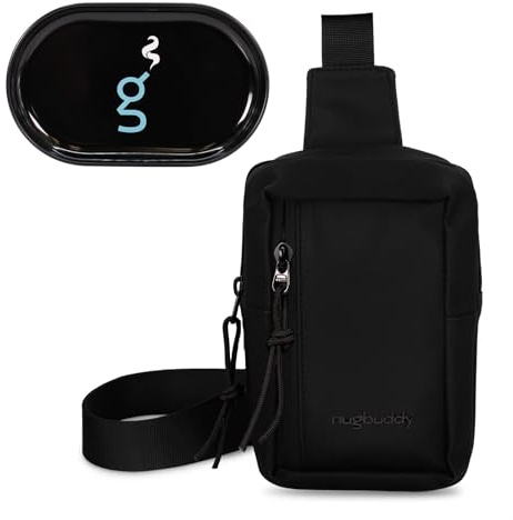 nugbuddy Herren Cross-Body Sling Bags - Schwarz - Crossbody Bag für Damen und Herren - Stylischer Reiserucksack - Klein On The Go Travel Pouch - EDC Minimalist Hipster Essentials - Wasserdichte