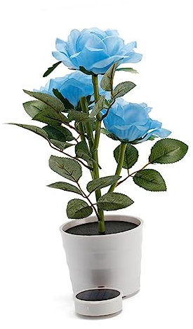 ABOOFAN Lampe Solaire Led Rose Artificielle Bleue 3 Led Décor Jardin Extérieur Chambre Bureau Éclairage Solaire Sans Fil Étanche Autonomie Nocturne