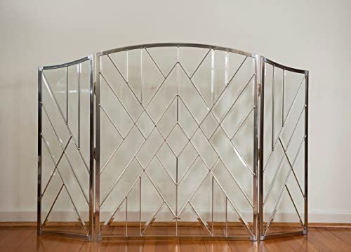 Kaminschirme, abgeschrägtes Klarglas, Faltbarer Kaminschirm, handgefertigt, 139,9 x 86,4 cm! Kaminschirm, Flache Kaminschirme, dekorativ