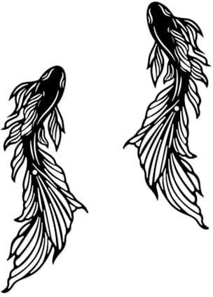 NBEADS 2 pezzo di Decorazioni Murali con Pesci, Scultura Da Parete In Ferro con Viti Ornamento Artistico In Metallo Nero Koi Fish Goldfish per Soggiorno, Interni Ed Esterni