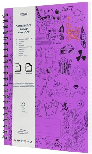 Infinity liniertes Spiral-Tagebuch Notizbuch, Smart Block Notizbuch A4 Größe Drahtspirale Notizbuch, langlebiges Hardcover College liniert Notizblock, 224 Seiten Schreibb