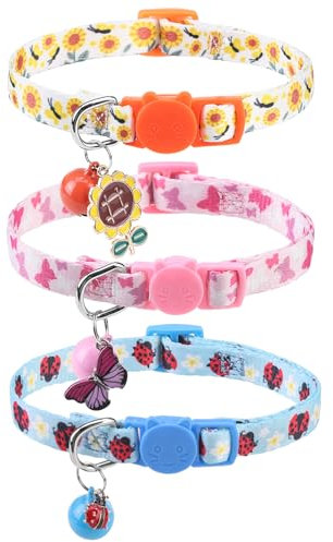 SCENEREAL Breakaway Katzenhalsband mit Glöckchen, Sicherheitsschnalle, weich, verstellbar, für Frühling, Sommer, tägliches Tragen, Kätzchen, Welpen, Rosa, personalisierbar, für Hunde, Mädchen, Jungen