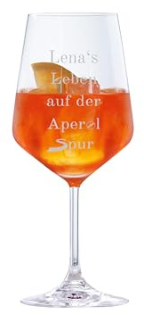 Spiegelau & Nachtmann Style Aperitif Glas personalisiert 630ml mit Gravur Wunschname Leben auf der Spur - Spritz Liebhaber – Made in Germany - Geschenkidee - (Name Spur)